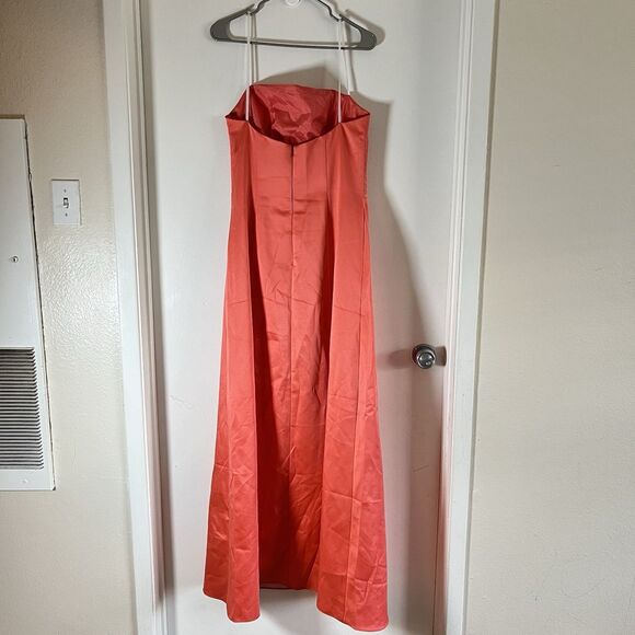 Vintage 90s Cache Strapless Satin Coral Evening Prom Formal Dress Y2K - Picture 2 of 10